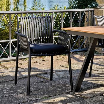 4 x Tulsa Garden Dining Black Armchair