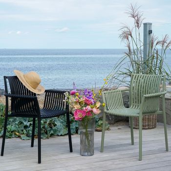 4 x Tulsa Slatted Green Polypropylene Garden Chair