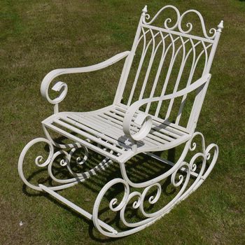 Garden Chair Rocking Antique Cream Metal