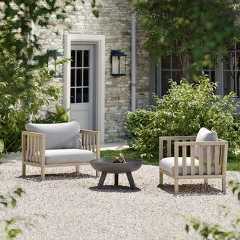 2 x Porthallow Natural Acacia Wood Outdoor Armchairs
