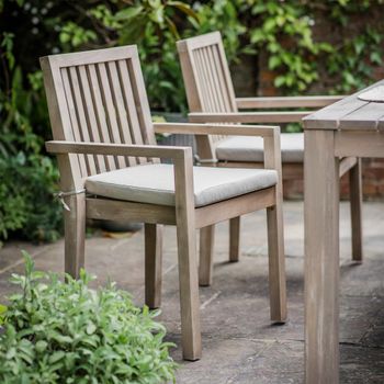 2 x Porthallow Natural Acacia Wood Outdoor Dining Armchair