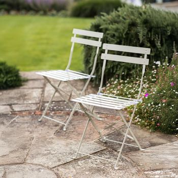 2 x Rive Outdoor Clay Metal Grey Droite Bistro Chairs
