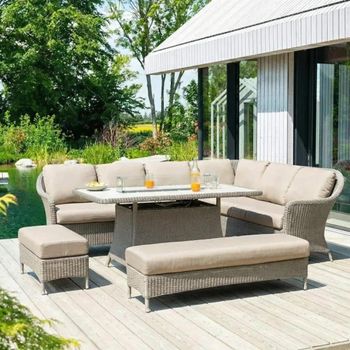 Hazelmere Casual Natural Weave 8 Seater 225cm Garden Dining Set