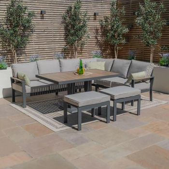 Vancouver Corner Garden Dove Grey Rising Table Dining Set