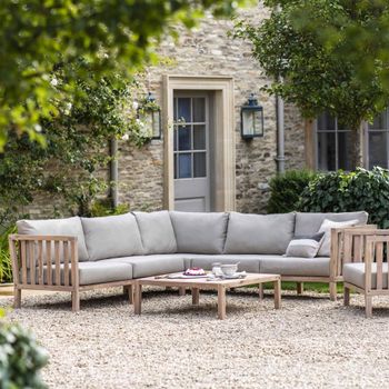 Porthallow Outdoor Set Natural Acacia Wood Corner Sofa