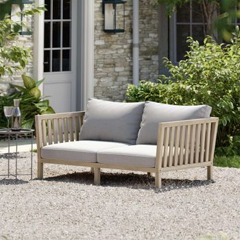 Porthallow Natural Acacia Wood Outdoor 2 Seater Daybed