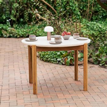 Terracina Round Garden White Concrete Top 4 Seater 120cm Dining Table