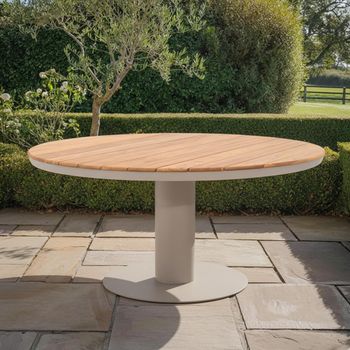 Sicily Round Garden Latte 6 Seater 160cm Dining Table