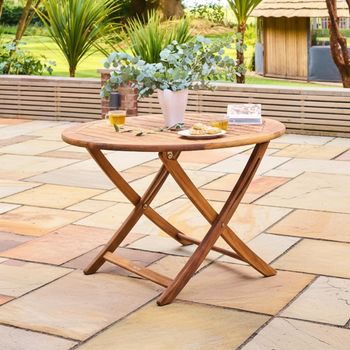 Redcliffe Garden Acacia Wood 4 Seater 110cm Round Folding Dining Table