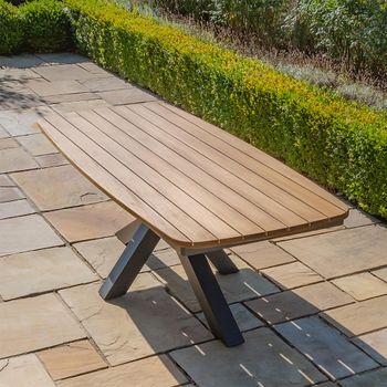 Jakarta Garden Teak Charcoal 10 Seater 220cm Oval Dining Table