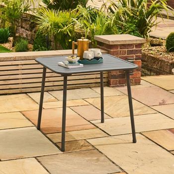Oslo Garden Grey Metal 4 Seater 80cm Square Dining Table