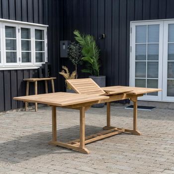 Butterfly Extending Garden Teak Wood 6-10 Seater 180cm-240cm Dining Table with Trestle Base