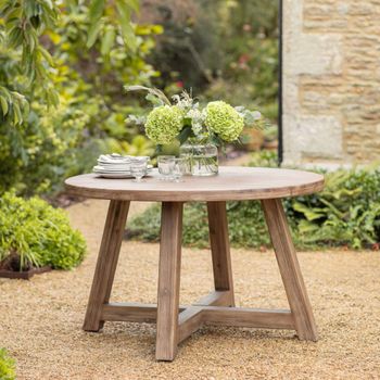 Chilford Outdoor Solid Wood Natural Round Dining Table