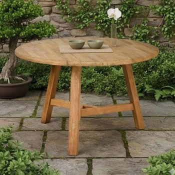 Hawthorne Outdoor Natural Teak Wood Round Dining Table