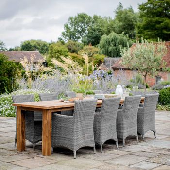 St Mawes Reclaimed Teak Wood Brown Refectory 10 Seater Outdoor Dining Table