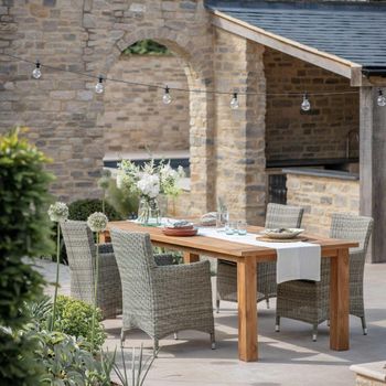 St Mawes Brown Reclaimed Teak Wood Outdoor Table