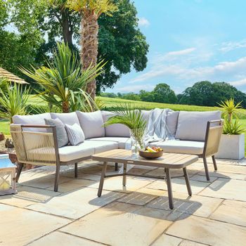 Bali Powder Coated Aluminium 5 Seater Garden Corner Lounge Set with Coffee Table