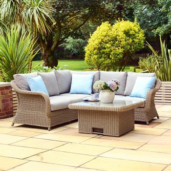 With Square Adjustable Height Arlington Corner Lounge Set 5 Seater Table Luxury Rattan