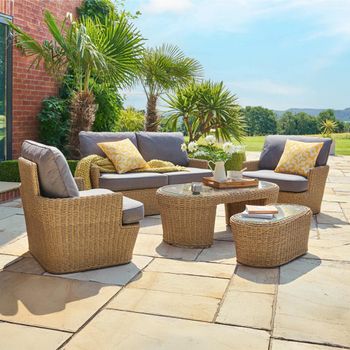 Palermo Luxury Rattan 2 Seater Lounge Set with Nesting Coffee Table