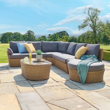 Palermo Luxury Rattan Corner Set with Oval Coffee Table