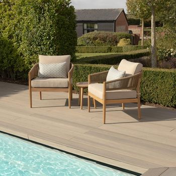 Porto Brown Acacia Wood Garden Lounge Set with Sandstone
