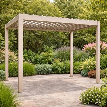 Como Outdoor Pergola Square Latte Aluminium Garden Arches, Trellises, Arbo