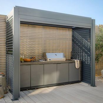 Eden Outdoor BBQ Shelter Pergola Grey Aluminium Garden Arches, Trellises, Arbo