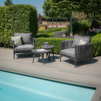 Milan Charcoal Rope Weave Garden Lounge Set