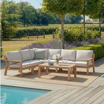 New York Corner Garden Wood Sofa Set