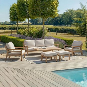 New York Garden Wood 3 Seater Rising Table Sofa Set