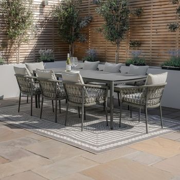 Monaco Garden Ivy Green Ceramic Top 8 Seater 220cm Dining Set