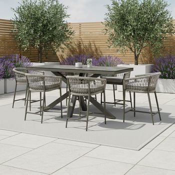 Monaco Garden Cool Linen 6 Seater Low Bar Set with Barstool