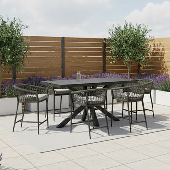 Monaco Garden Ivy Green Low Bar Set with 6 Seater Barstool