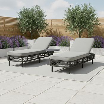 Monaco Ivy Green Rope Weave Garden Sun Lounger Set