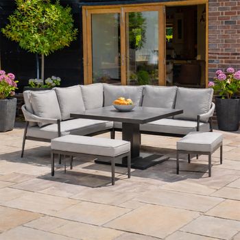 Florence Corner Garden Cool Linen Rising Table Dining Set
