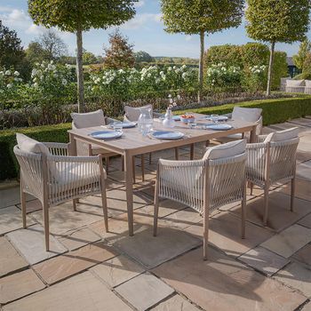 Havana Garden Natural Linen 6 Seater 180cm Dining Set