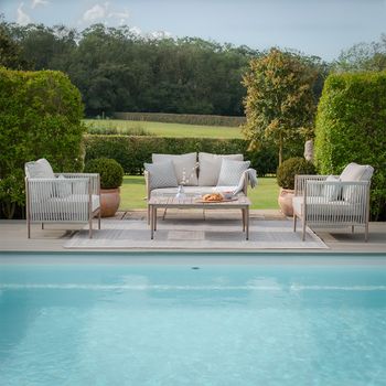 Havana Garden Natural Linen 2 Seater Coffee Table Sofa Set