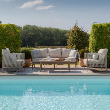 Havana Garden Natural Linen 3 Seater Coffee Table Sofa Set
