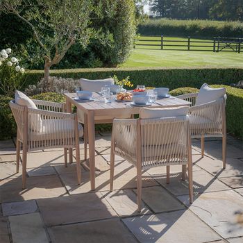 Havana Square Garden Natural Linen 4 Seater 100cm Dining Set
