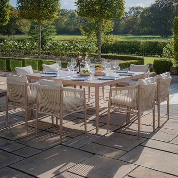 Havana Square Garden Natural Linen 8 Seater Dining Set