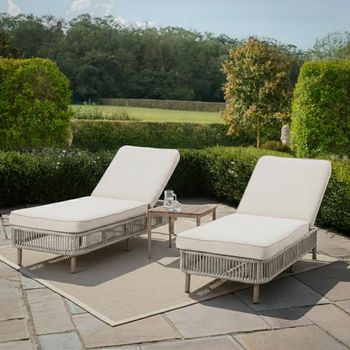 Havana Natural Linen Garden Sun Lounger Set