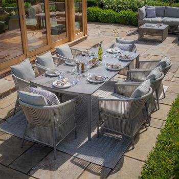 Maldives Garden Ceramic Top Cool Linen 8 Seater 220cm Dining Set