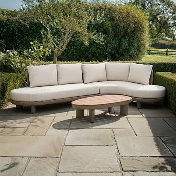 Sicily Curve Corner Garden Cafe Latte Sofa Set with Coffee Table