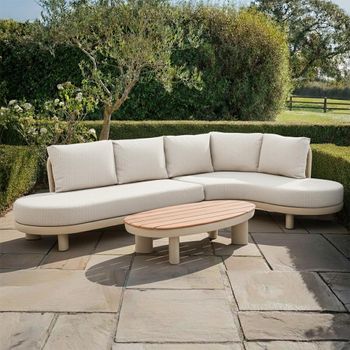 Sicily Curve Corner Garden Latte Sofa Set with Coffee Table