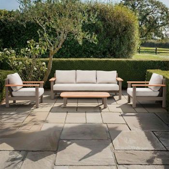 Sicily Garden Cafe Latte 3 Seater Sofa Set with Coffee Table