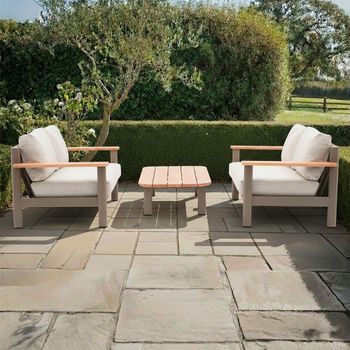 Sicily Garden Cafe Latte 4 Seater Sofa Set with Coffee Table