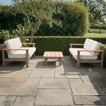 Sicily Garden Cafe Latte 6 Seater Sofa Set with Coffee Table
