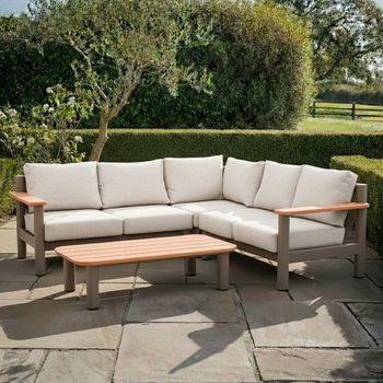 Sicily Cafe Latte Small Corner Garden Sofa Set with Coffee Table