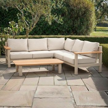 Sicily Latte Small Corner Garden Sofa Set with Coffee Table