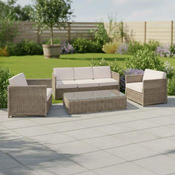 Harting Light Rattan Outdoor 3 Seater Sofa Set